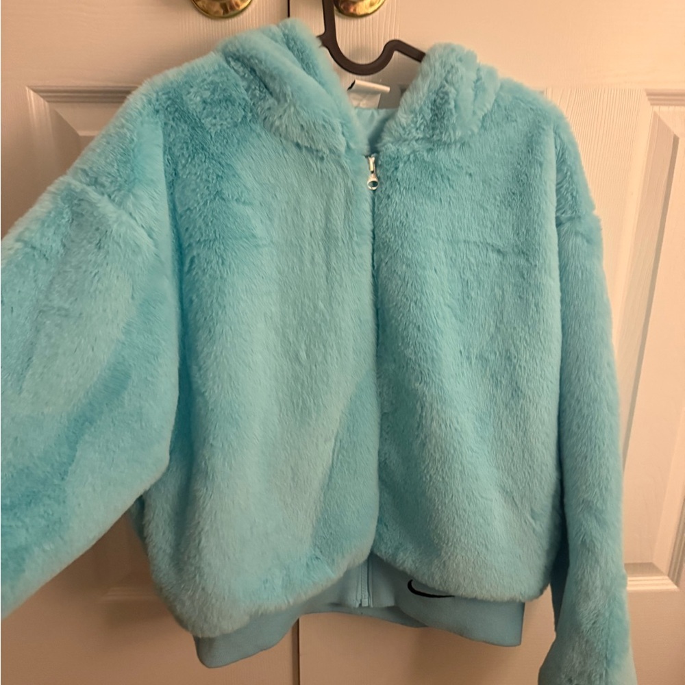 Nike Light Blue Fuzzy Women’s
 Puffer Jacket